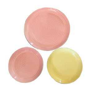 Pastel Pink and Yellow Stoneware Dinner Plate Set of 3 H&M Bread & Salad Plate